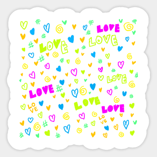 fluorescent heart pattern Sticker